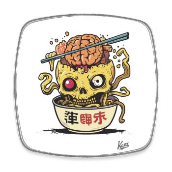Japanese Skull Brain Ramen - Square fridge magnet - white - Front