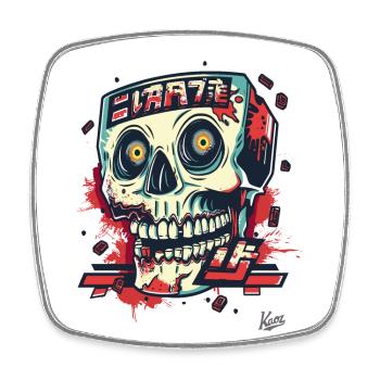 crazy extreme street art cool skull - Square fridge magnet - white - Front