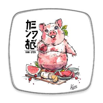 HAM-STER ham and carnivorous hamster - Square fridge magnet - white - Front