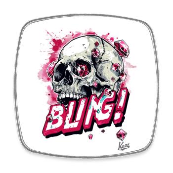 Diamanten Rubine Bling Totenkopf - Viereckiger Kühlschrankmagnet - Weiß - Vorne