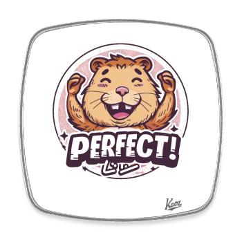 The perfect happy beaver - Square fridge magnet - white - Front