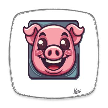 Cute little cartoon piggy in frame - Square fridge magnet - white - Front