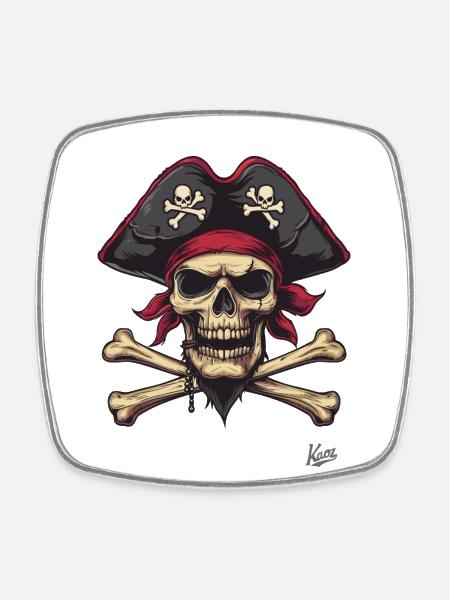 super cool drôle crâne pirate - Magnet carré - blanc