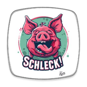 Nourriture et boisson délicieuses avec du porc : Lick ! - Magnet carré - blanc - Devant