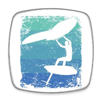 Wing Foil Wingsurfing Retro Foil Wings - Square fridge magnet - white - Front