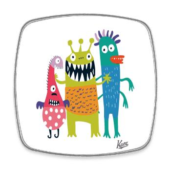 Drei lustige kleine freche Monster - Viereckiger Kühlschrankmagnet - Weiß - Vorne