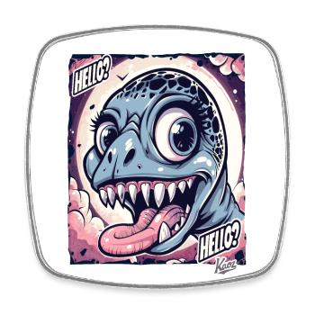 Dragon Dinosaur Dino Says Hello - Square fridge magnet - white - Front
