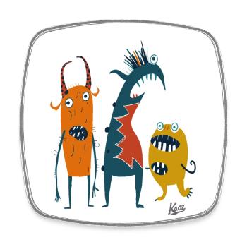 Eine komische lustige Truppe merkwürdiger Monster - Viereckiger Kühlschrankmagnet - Weiß - Vorne