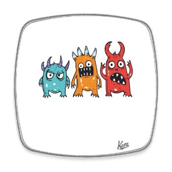 drôle mignon petits monstres fous - Magnet carré - blanc - Devant