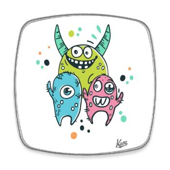 Kleine bunte Monster-Freunde - Viereckiger Kühlschrankmagnet - Weiß - Vorne