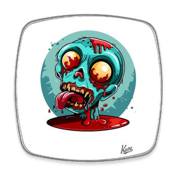 Faules Zombie Ketchup Gesicht - Viereckiger Kühlschrankmagnet - Weiß - Vorne