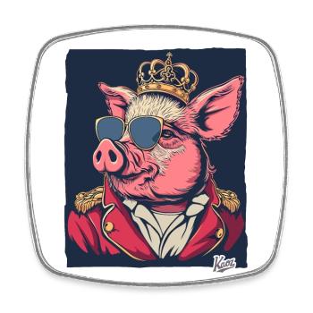 The Cool Pig King: King of the Pigs - Square fridge magnet - white - Front