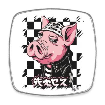 Rocker japonais : Cochon Bosozoku - Magnet carré - blanc - Devant