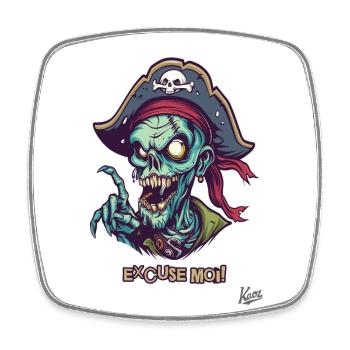 French Pirate Zombie: Excuse Moi - Square fridge magnet - white - Front