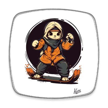Oldschool Tiere Snowboard fahren - Viereckiger Kühlschrankmagnet - Weiß - Vorne