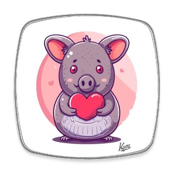 süßes Chinchilla Schwein mit Herz und Liebe - Viereckiger Kühlschrankmagnet - Weiß - Vorne
