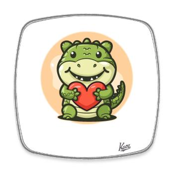 crocodile alligator mignon avec cœur et amour - Magnet carré - blanc - Devant
