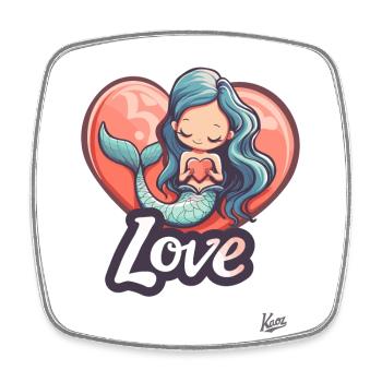 Petite Sirène avec un cœur pour l’amour - Magnet carré - blanc - Devant