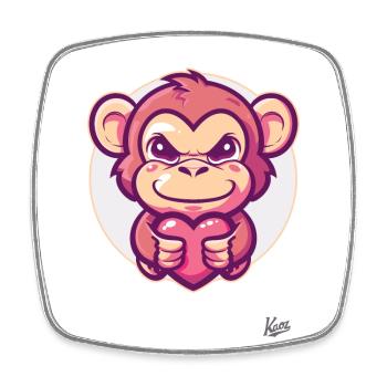 Singe mignon avec du cœur et de l’amour - Magnet carré - blanc - Devant