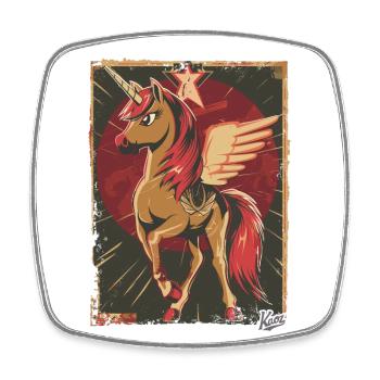 Süßes Einhorn: Flügel, Glitzer und Zauber - Viereckiger Kühlschrankmagnet - Weiß - Vorne