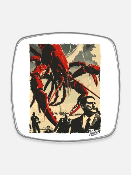 Men become lobsters, lobster guys - Square fridge magnet - white
