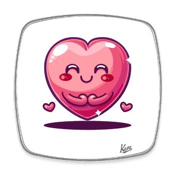 Kawaii Hearts: Happy and Cute - Square fridge magnet - white - Front