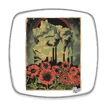 Propaganda Style Industrial Flowers - Square fridge magnet - white - Front