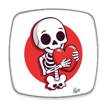 Sweet Happy Skeleton with Heart for Love - Square fridge magnet - white - Front