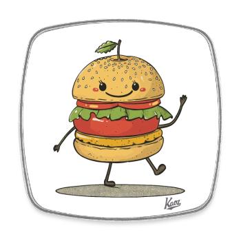retro apfel sandwich burger - Viereckiger Kühlschrankmagnet - Weiß - Vorne