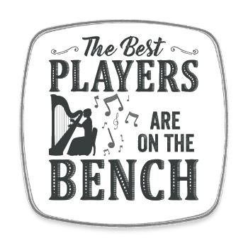 The best players sit on the bench harp - Square fridge magnet - white - Front