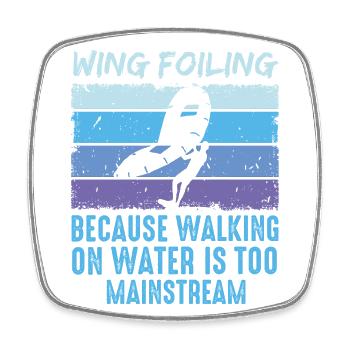 Wing Foil Wingsurfing Retro Foil Wing - Square fridge magnet - white - Front