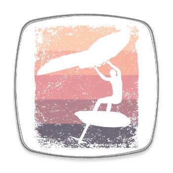 Wing Foil Wingsurfing Retro Foil Wings - Square fridge magnet - white - Front