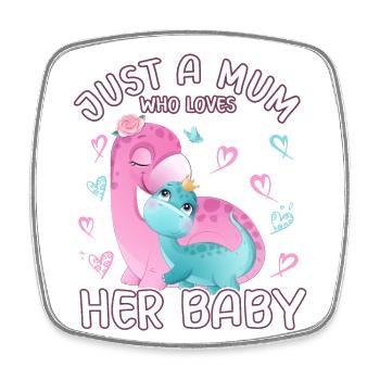 Mère Brontosaure Amour Bébé Dinosaure - Magnet carré - blanc - Devant