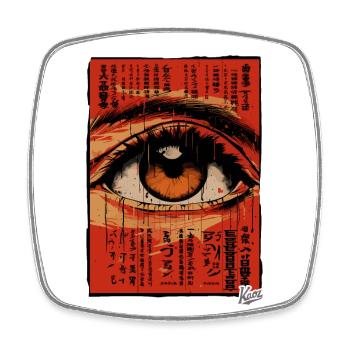 Retro Vintage Asiatisches großes Auge - Viereckiger Kühlschrankmagnet - Weiß - Vorne