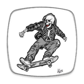 Skateur sale et méchant avec un crâne - Magnet carré - blanc - Devant