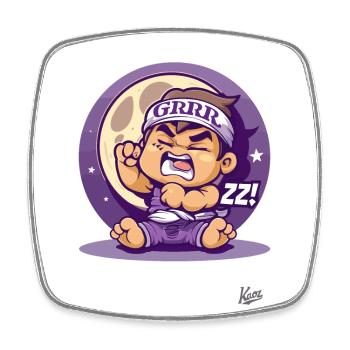 Cute tired little toddler wrestler sleeping - Square fridge magnet - white - Front