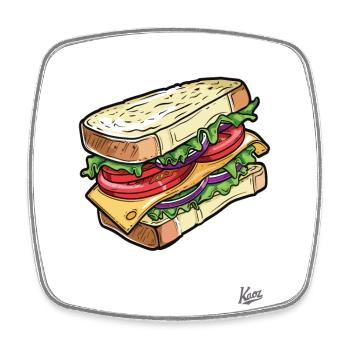 Délicieux grand sandwich aux légumes et au fromage - Magnet carré - blanc - Devant