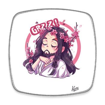 Little sweet Jesus sleeping in cherry blossoms - Square fridge magnet - white - Front
