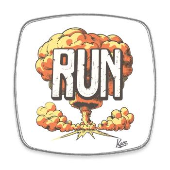 Nuclear Boom: Fleeing the Explosion, Running - Square fridge magnet - white - Front