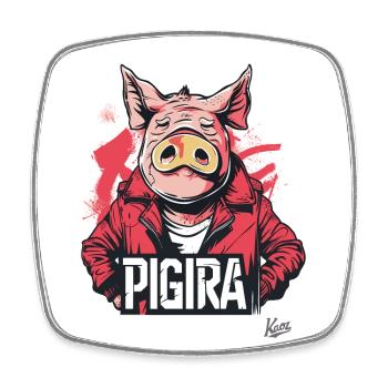 A-Kira: 90s Anime Movie Parody – Pig the Pigira - Square fridge magnet - white - Front