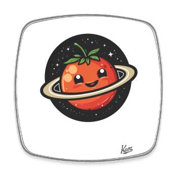 Fröhlicher Tomaten-Planet im Weltraum - Viereckiger Kühlschrankmagnet - Weiß - Vorne