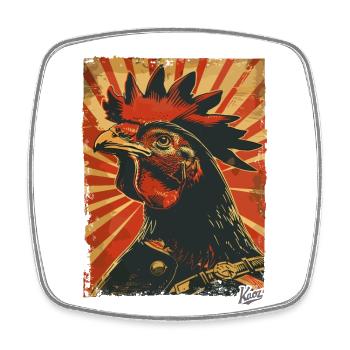 Propaganda Style: Patriotic, Proud Rooster - Square fridge magnet - white - Front