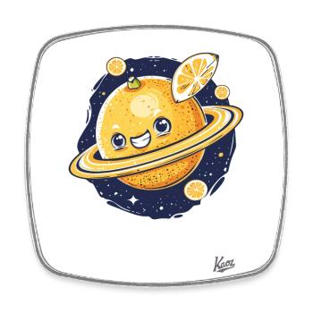 Orange Planet and Lemon Stars – Universe of - Square fridge magnet - white - Front