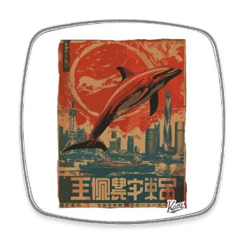 Propaganda Style – Proud Patriotic Dolphin - Square fridge magnet - white - Front