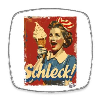 Heureuse femme au foyer des années 1950 avec de la crème glacée – Schleck ! - Magnet carré - blanc - Devant