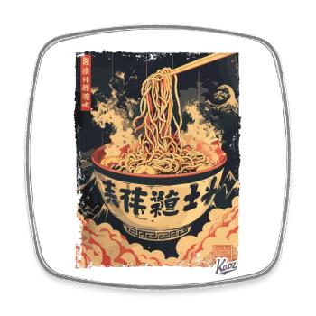 Retro Vintage Poster für leckere Nudel-Ramen - Viereckiger Kühlschrankmagnet - Weiß - Vorne