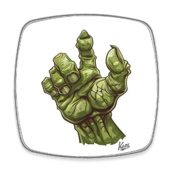 Massive Green Orc or Ogre Monster Hand - Square fridge magnet - white - Front