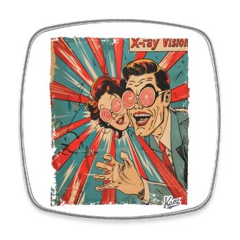 Dessin animé des années 1950 - Drôle de couple de vision à rayons X - Magnet carré - blanc - Devant