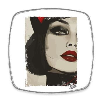 Fille chat vintage en costume noir - Magnet carré - blanc - Devant