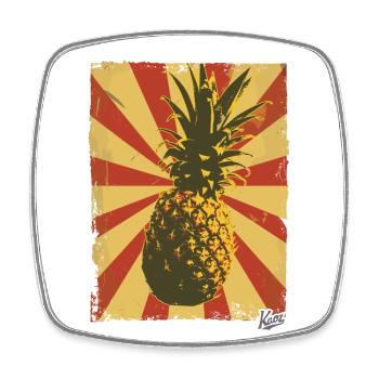 Propaganda-Stil Ananas - Viereckiger Kühlschrankmagnet - Weiß - Vorne